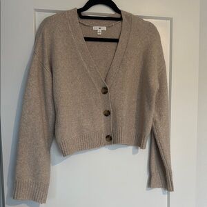 BP Tan Cropped Cardigan Sweater V-Neck Knit